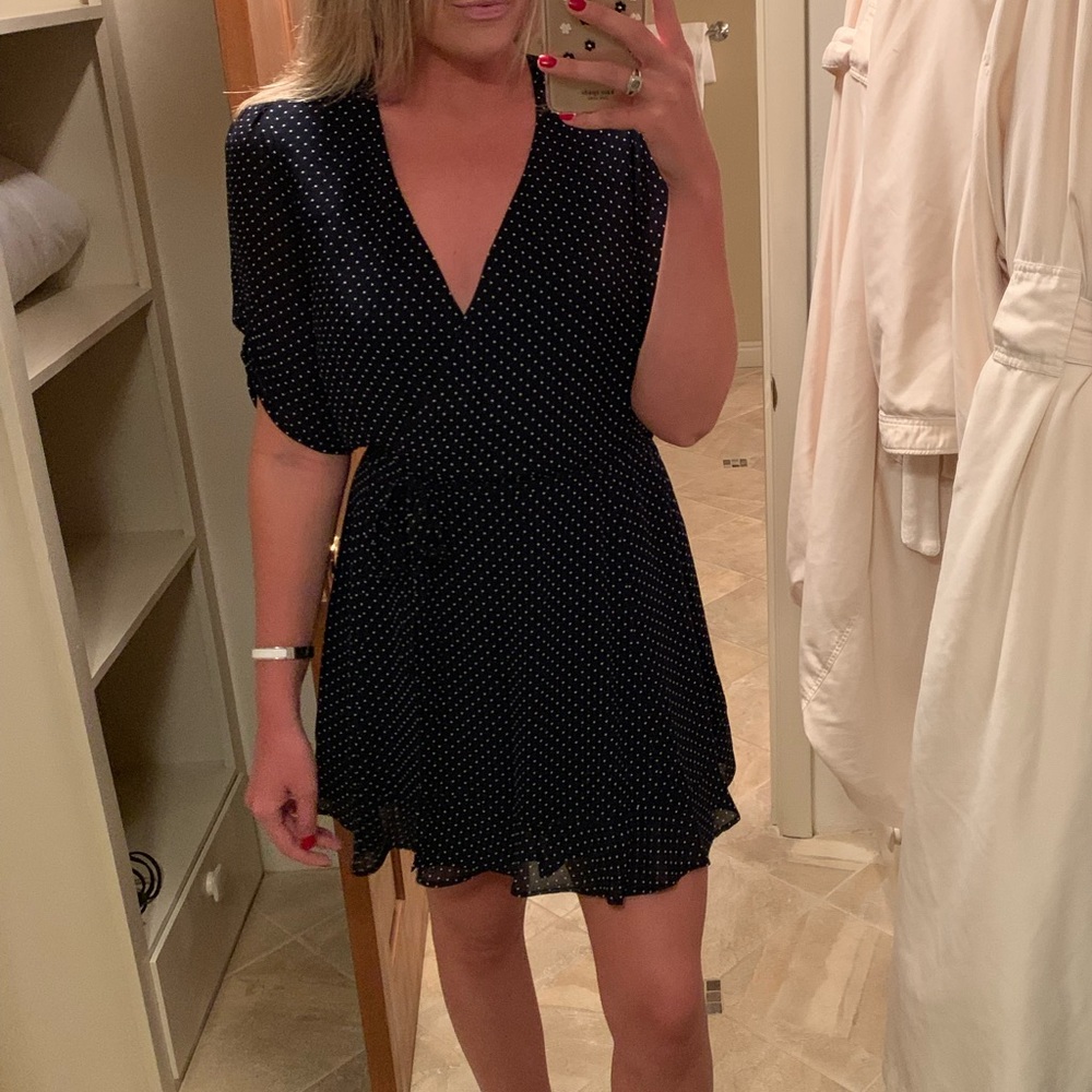 Reformation Black Polka Dot Mini Dress